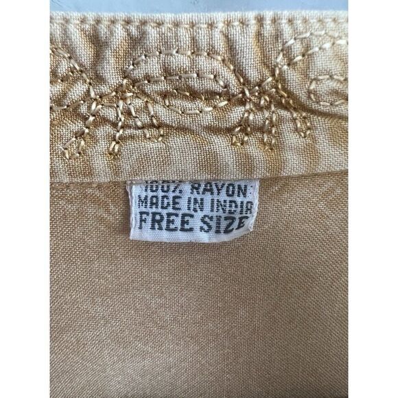 Women Boho Yellow Gold Floral Embroidered Tunic Blouse 3/4 Long Sleeve OS - Picture 6 of 11